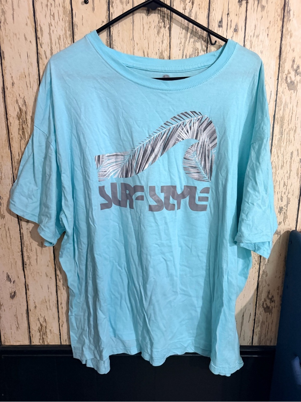 surf style Aqua Short Sleeve Tee with Gray Logo Wave